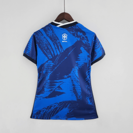 Camiseta 2022 Brazil Clásica Azul Mujer