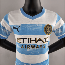 Camiseta 22/23 Manchester City Conmemorativa Blanca Azul NIÑO