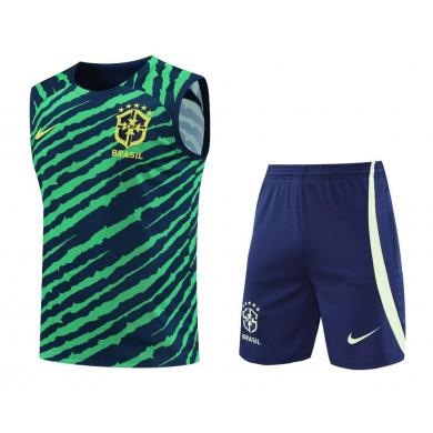 Camiseta De Fútbol Sin Mangas BRASIL Pre-Match 2022 +Pantalones