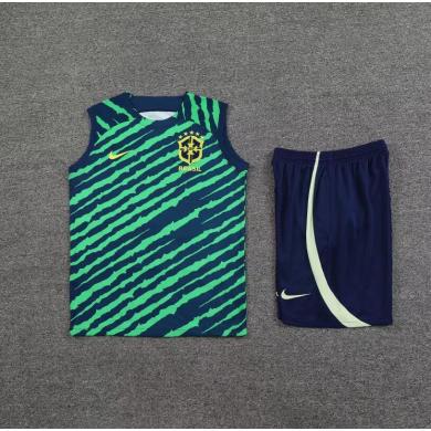Camiseta De Fútbol Sin Mangas BRASIL Pre-Match 2022 +Pantalones