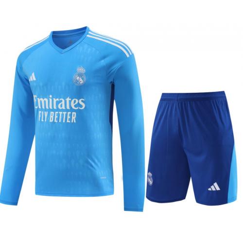 Camiseta y Pantalón Niños Real Madrid Portero Azul 2023-2024