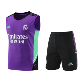 Camiseta Sin Mangas Real M adrid CF Pre-Match 2022-2023 Púrpura + Pantalones