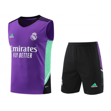 Camiseta Sin Mangas Real M adrid CF Pre-Match 2022-2023 Púrpura + Pantalones