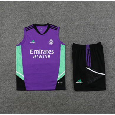 Camiseta Sin Mangas Real M adrid CF Pre-Match 2022-2023 Púrpura + Pantalones