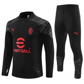 Chandal Entrenamiento AC Milan 23/24 Negro (Hombre/Niño) + Pantalones