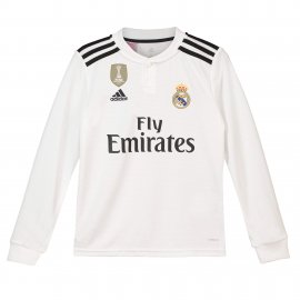 Camiseta de la 1ª equipación del Real Madrid 2018-19 de manga larga para niños