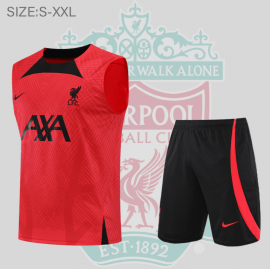 Camiseta De Fútbol Sin Mangas Liverpool Pre-match 22/23 Rojo + Pantalones