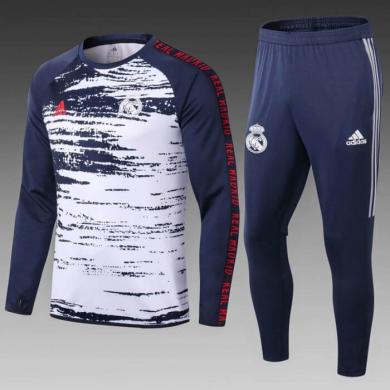 Sudadera De Calentamiento Real M adrid 2020/2021 Blanco Marino