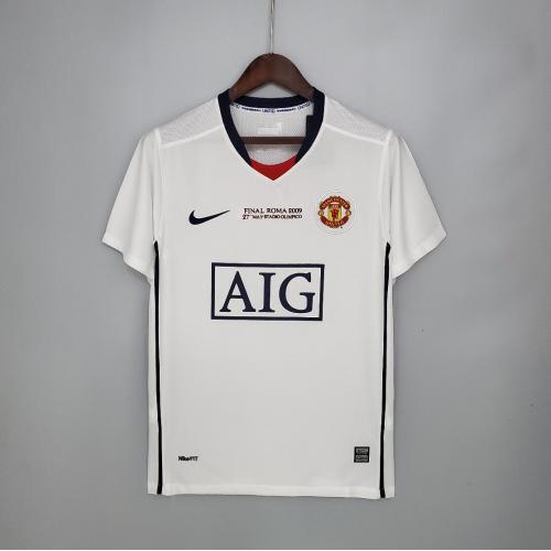 Retirada abajo Ondular Camiseta Retro Manchester United 08/09 Champions League blanca visitante