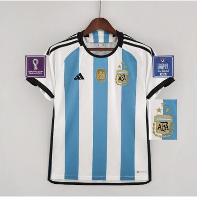 CAMISETA ARGENTINA PRIMERA EQUIPACIÓN Mundial Qatar 2022 Niño 3 Estrellas